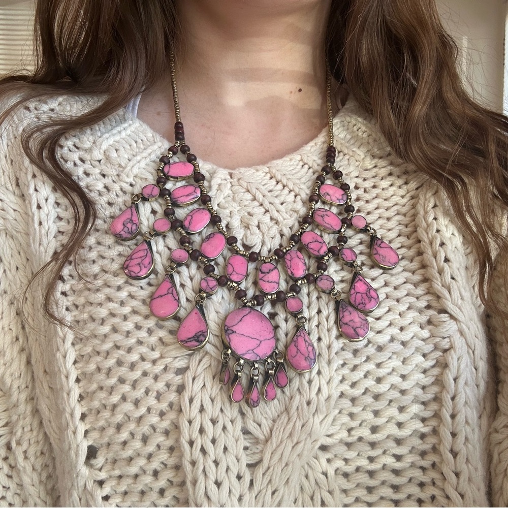 Pink squash blossom necklace